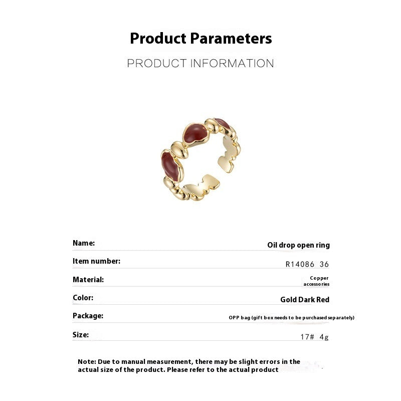 Retro New Year Red Love Oil Dripping Ring