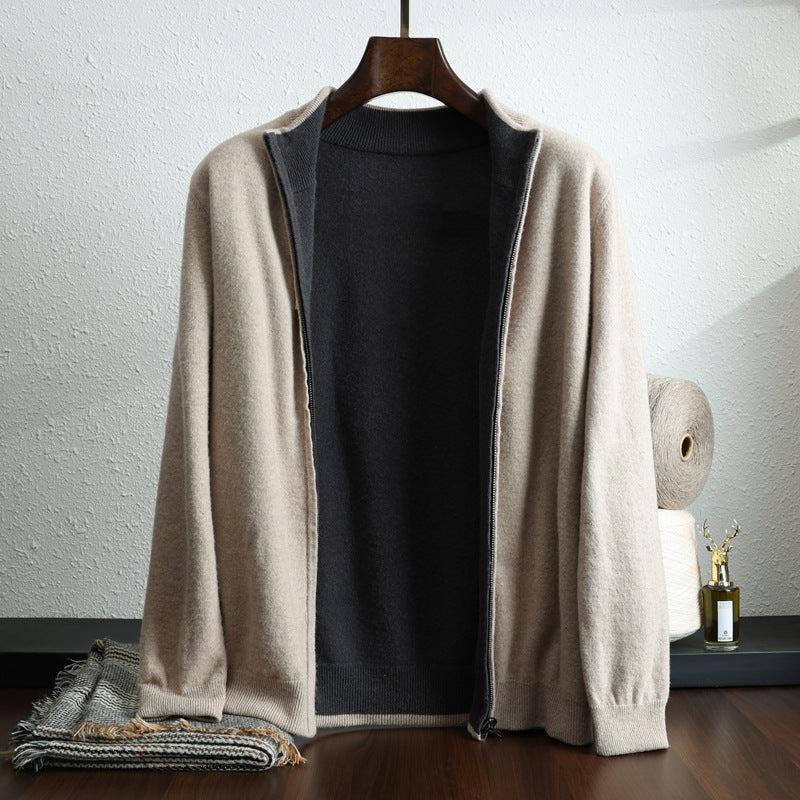 Wollen gebreide cardigan met rits en lange mouwen