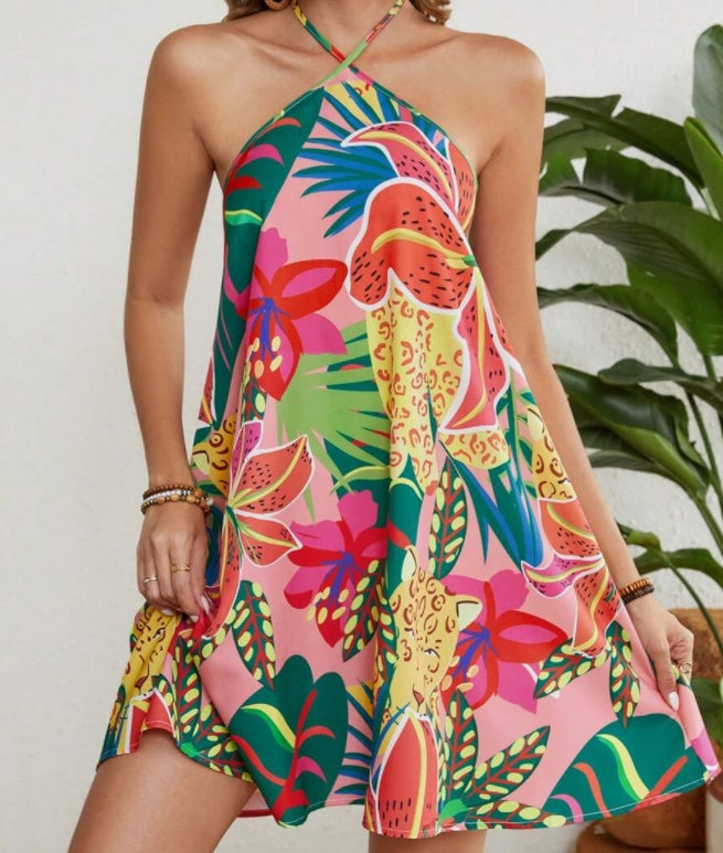Volledig bedrukte, rugloze camisole-rok