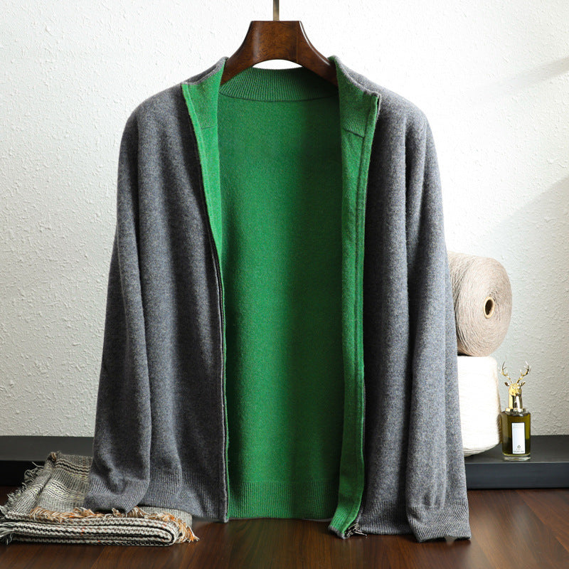 Wollen gebreide cardigan met rits en lange mouwen