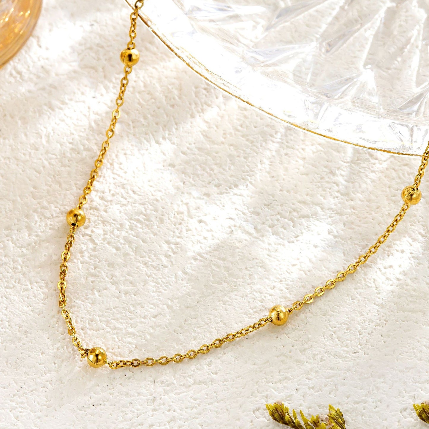 Titanium Steel Ball Bead Chain Necklace Women's Simple Niche