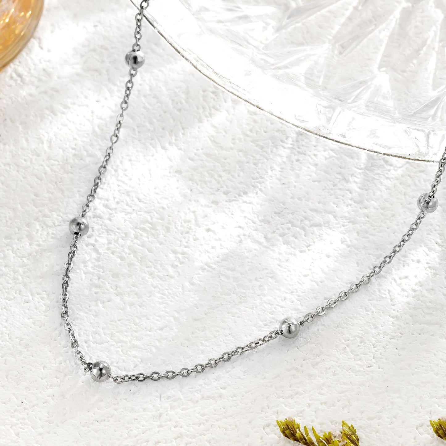 Titanium Steel Ball Bead Chain Necklace Women's Simple Niche