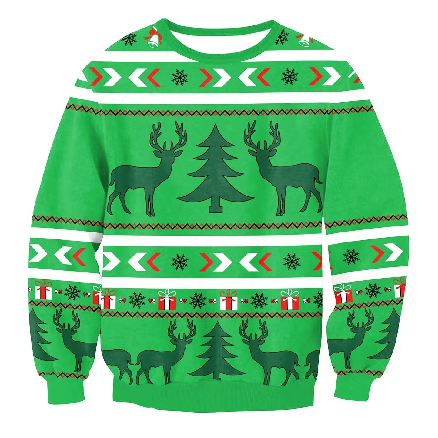 Men's And Women's 3D Printed Christmas Round Neck Sweater