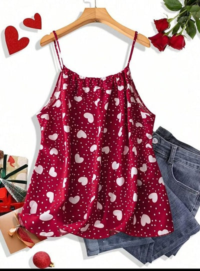 Plus Size Women's Valentine's Day Heart Tank Top