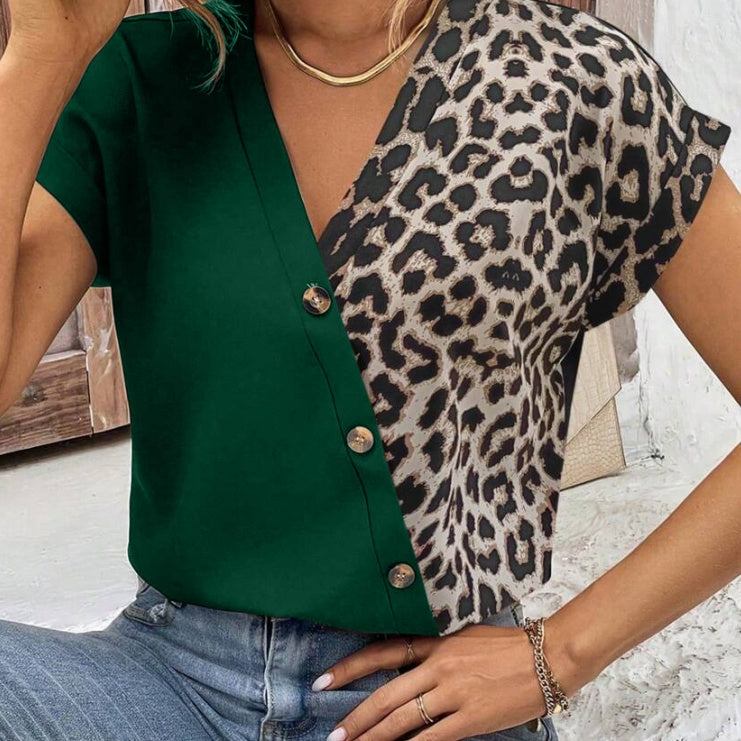 Chemise Pour Femmes Col En V Avec Et Manches Chauve-souris