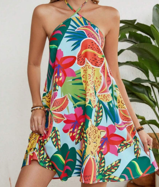 Volledig bedrukte, rugloze camisole-rok
