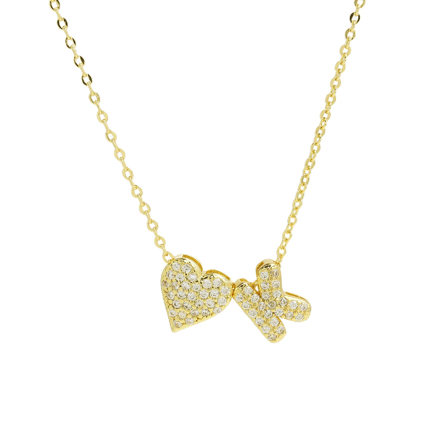 Inlaid Zirconium Balloon Bubble Heart-shaped 26 English Letters Necklace