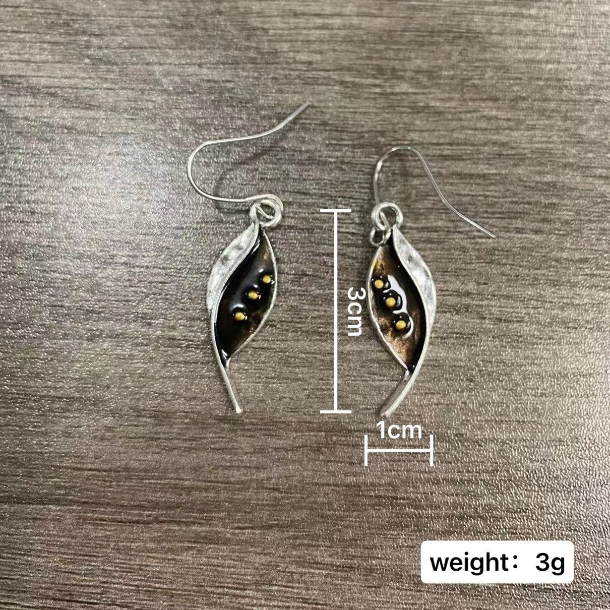 Vintage Original Ancient Silver Natural Leaf Earrings