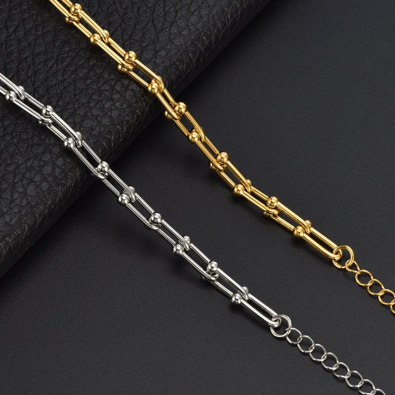 European And American Ins Cold Style Horseshoe Stitching Titanium Steel Bracelet