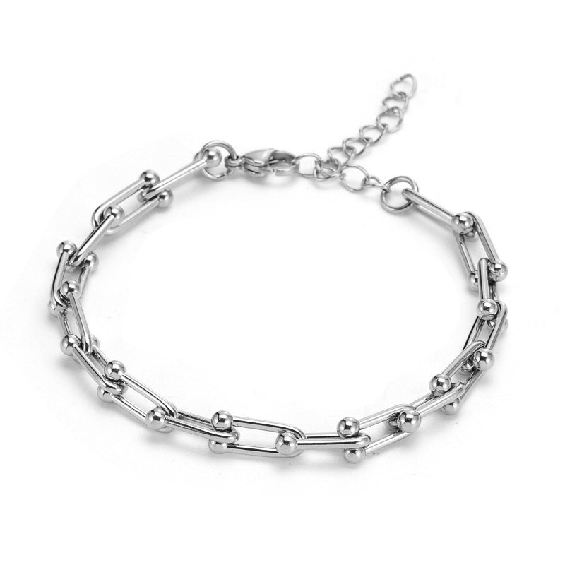European And American Ins Cold Style Horseshoe Stitching Titanium Steel Bracelet
