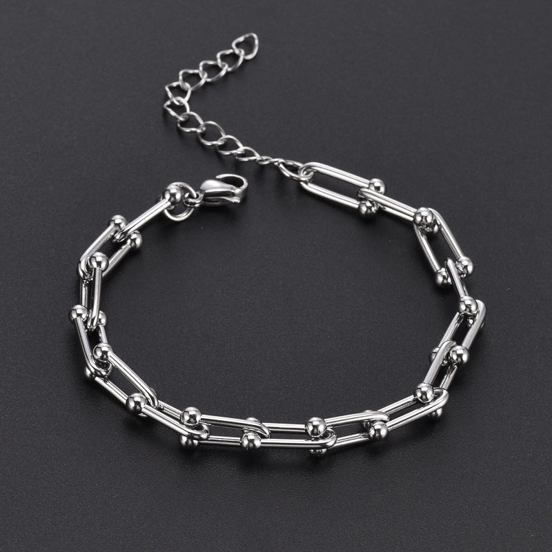 European And American Ins Cold Style Horseshoe Stitching Titanium Steel Bracelet