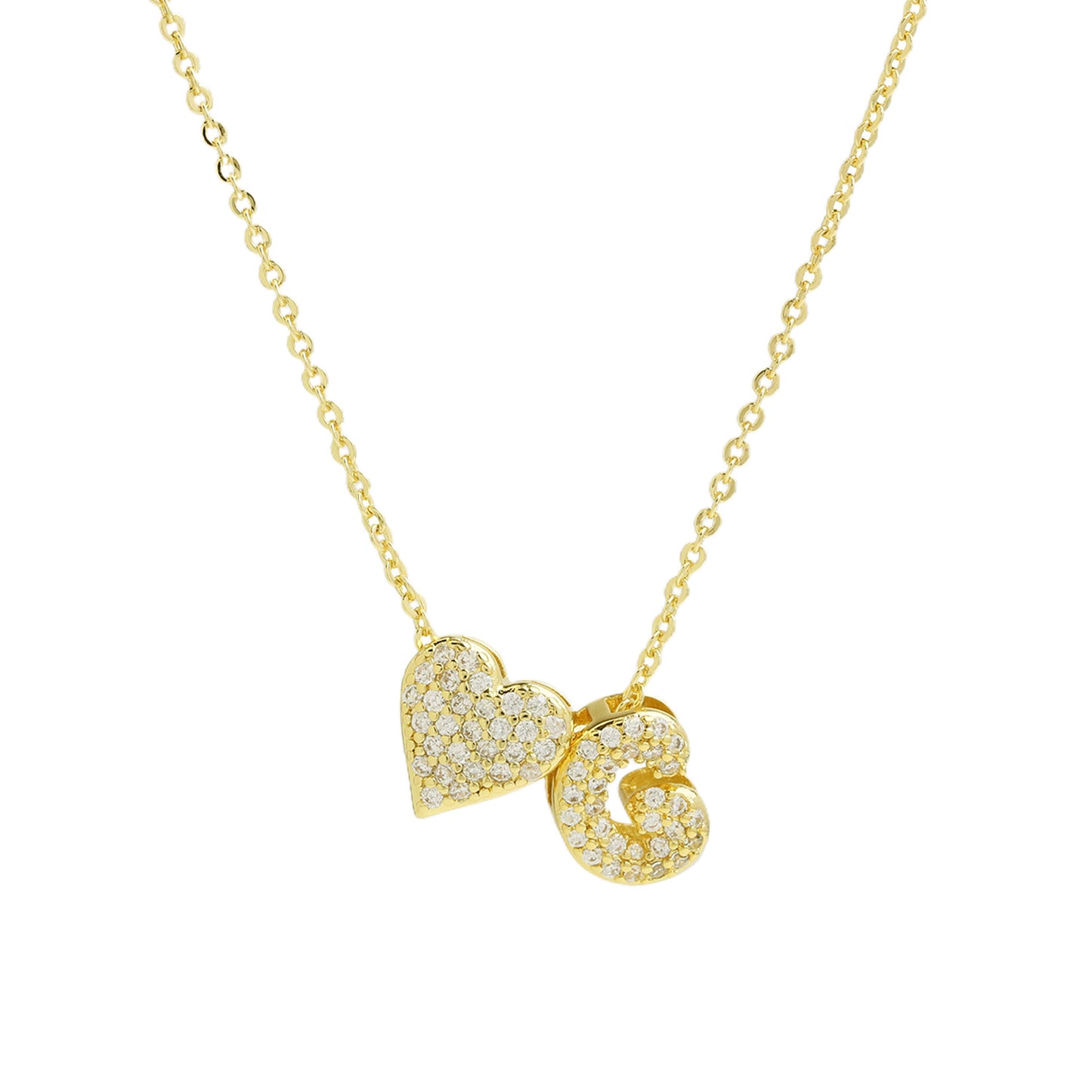 Inlaid Zirconium Balloon Bubble Heart-shaped 26 English Letters Necklace
