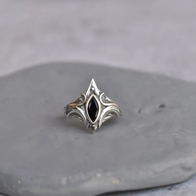 Simple Retro Boho Open Adjustable Index Finger Ring Black Ring