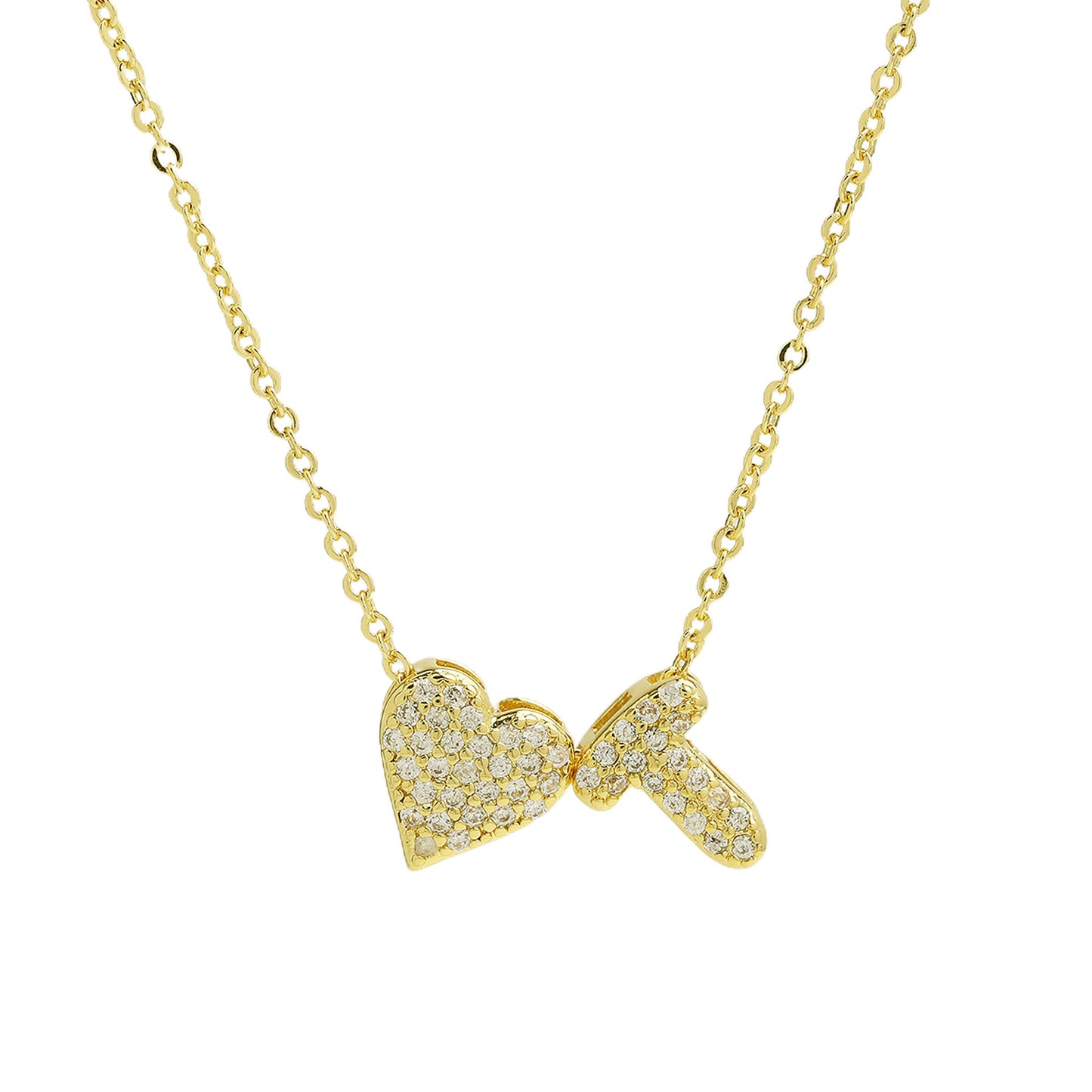 Inlaid Zirconium Balloon Bubble Heart-shaped 26 English Letters Necklace