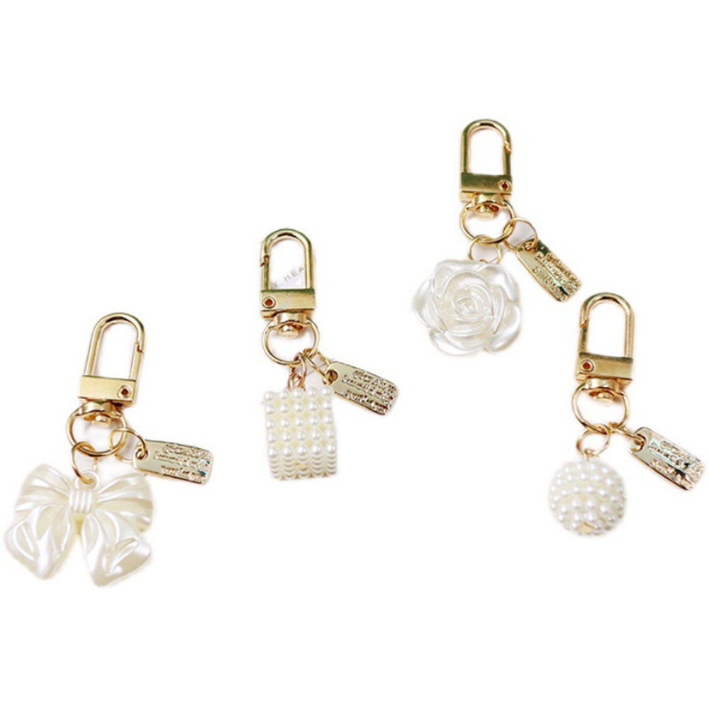 Cross-border Rose Bow Pearl Tassel Key Chain Car Pedant Decoration