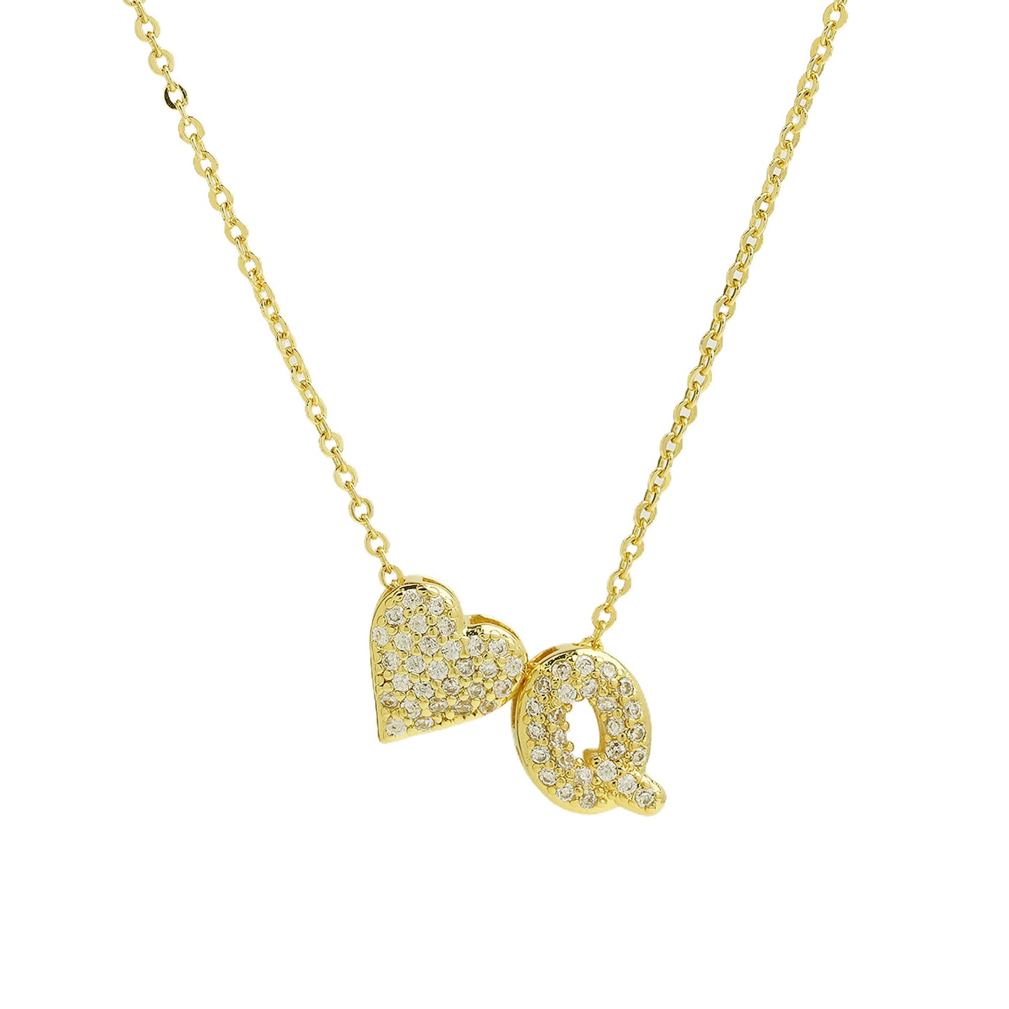 Inlaid Zirconium Balloon Bubble Heart-shaped 26 English Letters Necklace