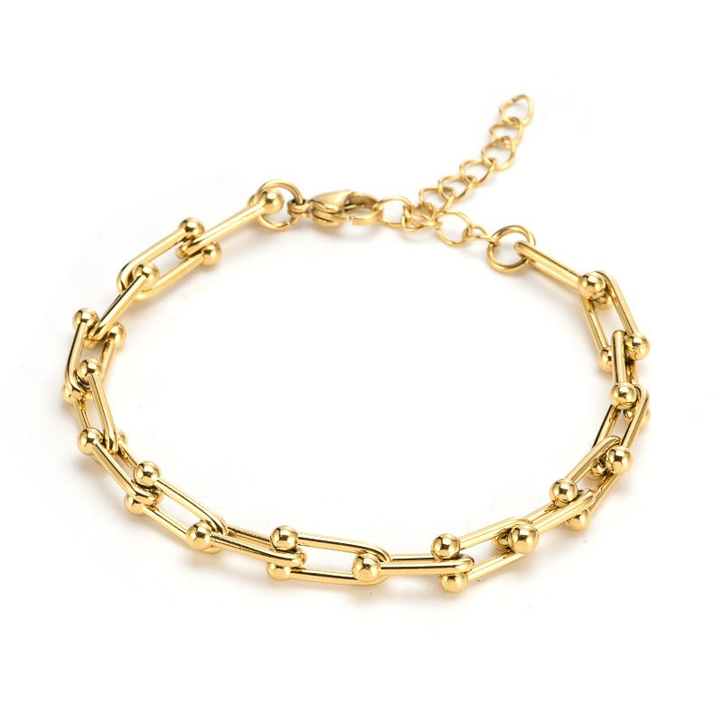European And American Ins Cold Style Horseshoe Stitching Titanium Steel Bracelet