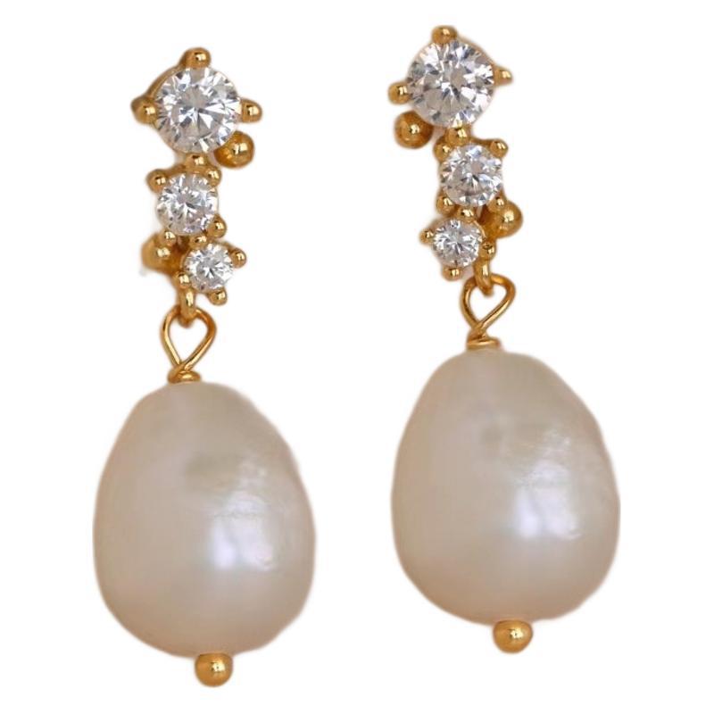 New Pearl Copper-plated Gold Micro Inlaid Zircon Women's Fashion Earrings