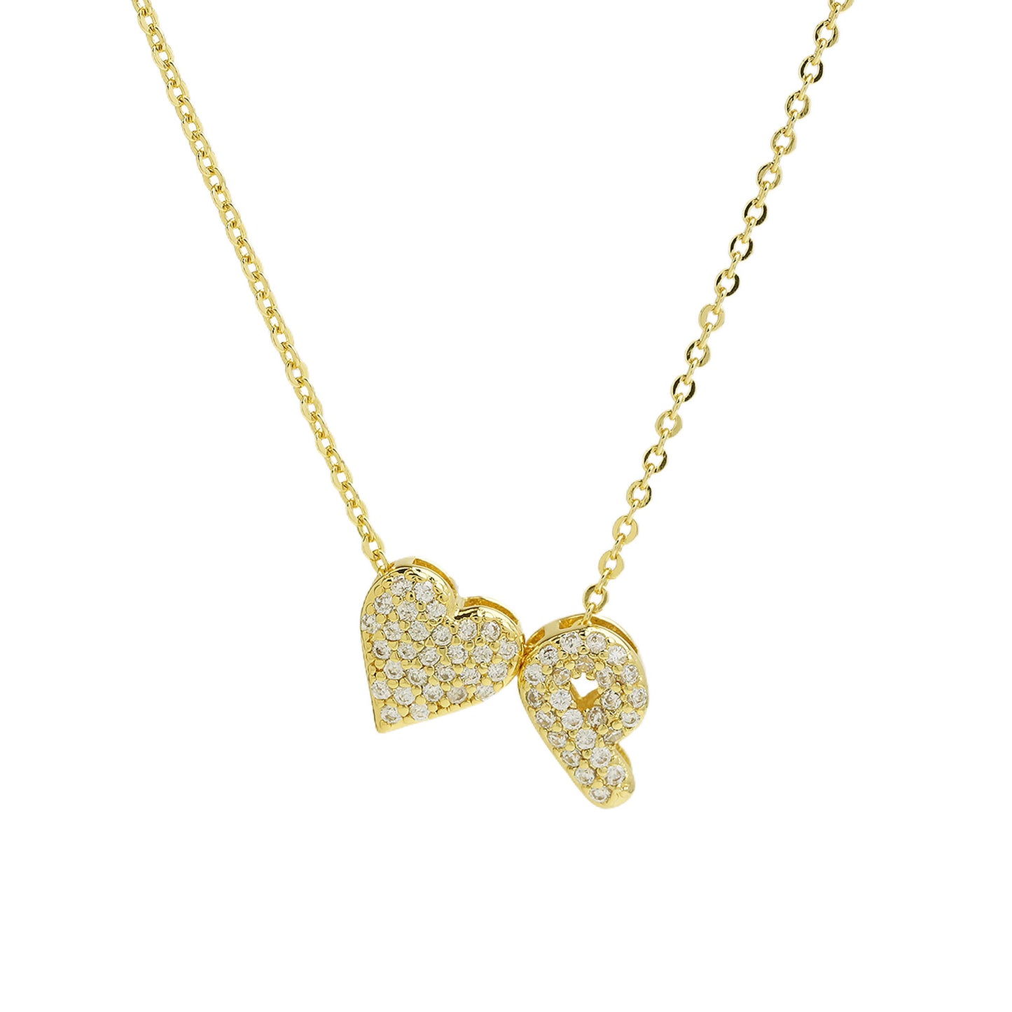 Inlaid Zirconium Balloon Bubble Heart-shaped 26 English Letters Necklace
