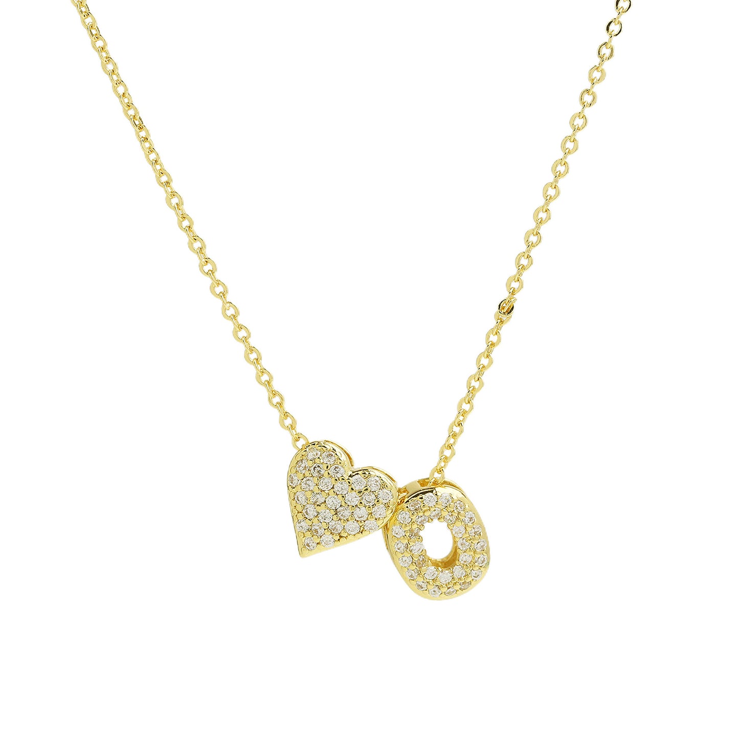 Inlaid Zirconium Balloon Bubble Heart-shaped 26 English Letters Necklace