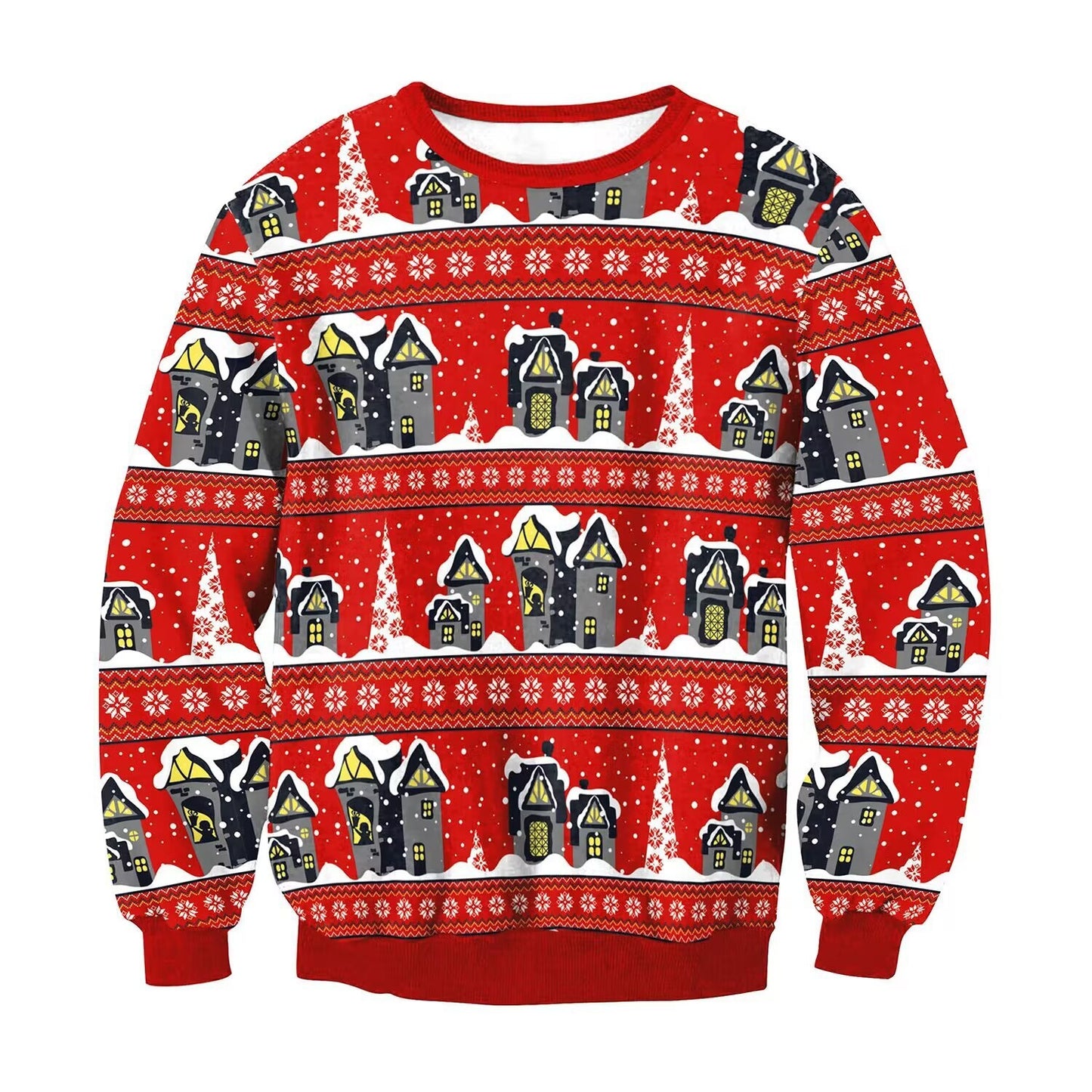 Men's And Women's 3D Printed Christmas Round Neck Sweater