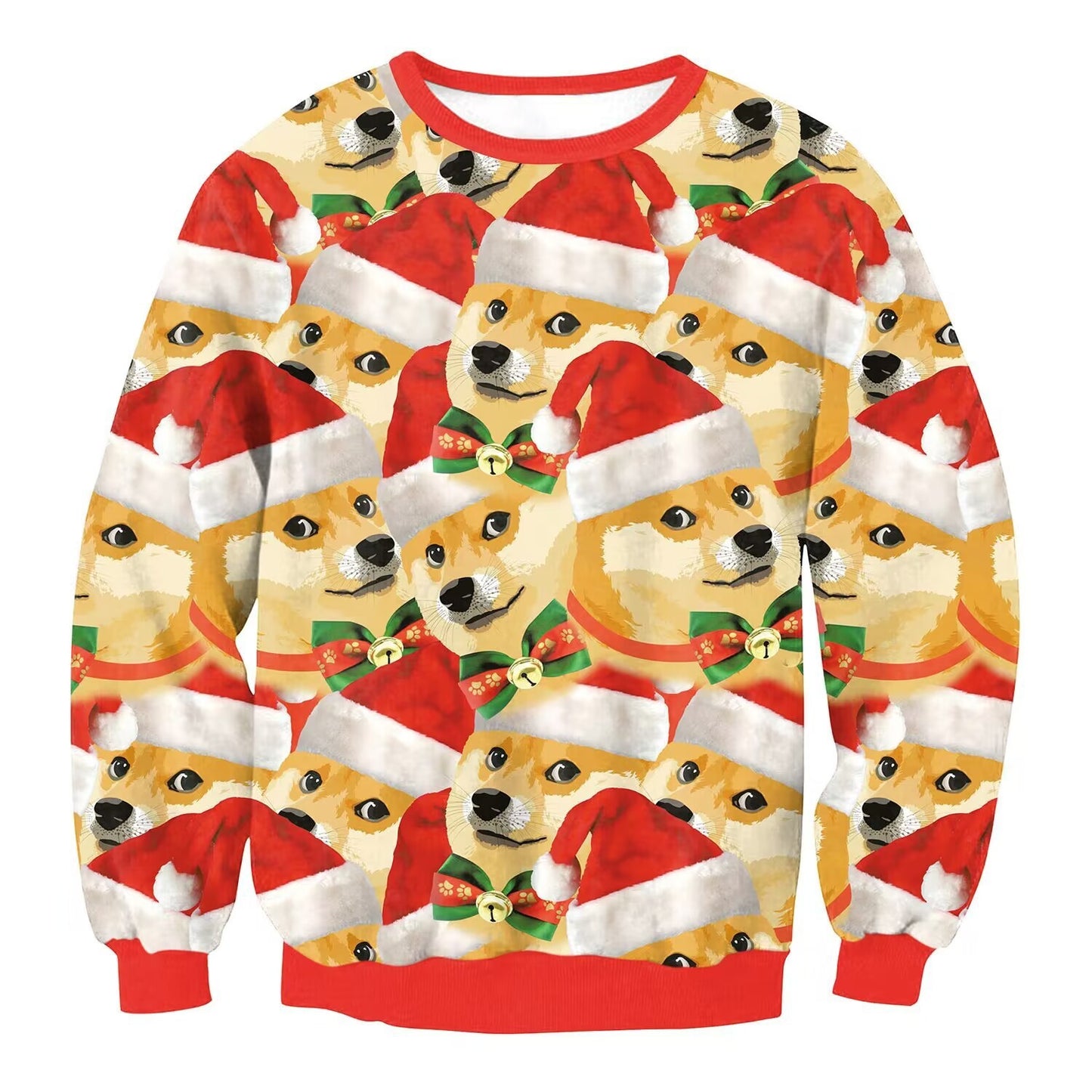 Men's And Women's 3D Printed Christmas Round Neck Sweater