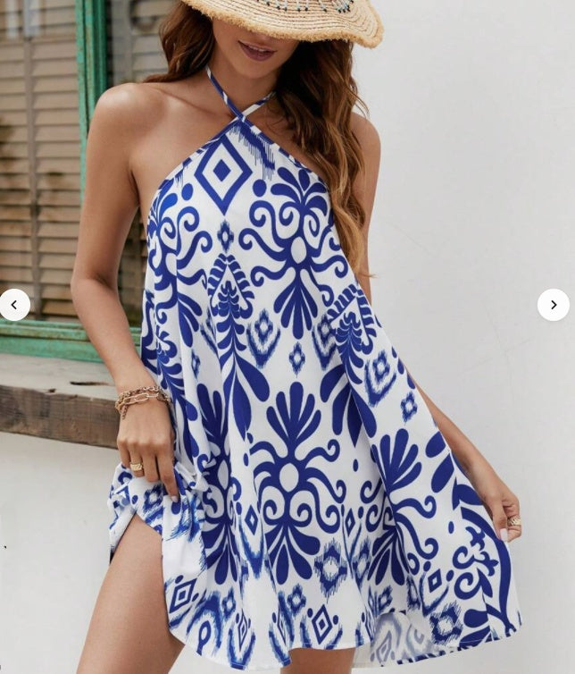 Volledig bedrukte, rugloze camisole-rok