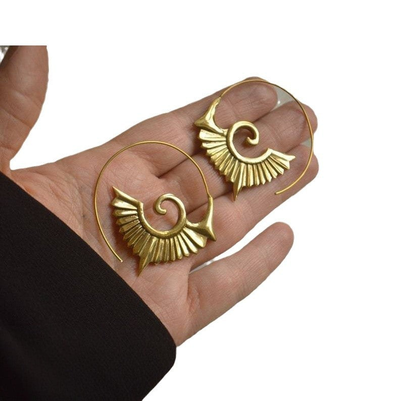 Xingyang Oude Maya Stam Symbool God Vogel Grote Hanger Oorbellen