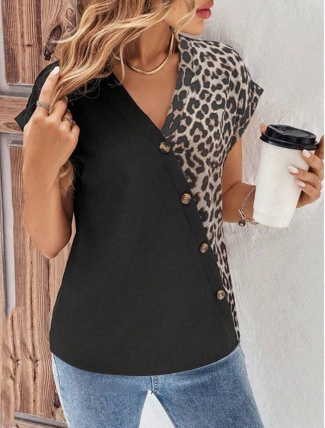 Chemise Pour Femmes Col En V Avec Et Manches Chauve-souris