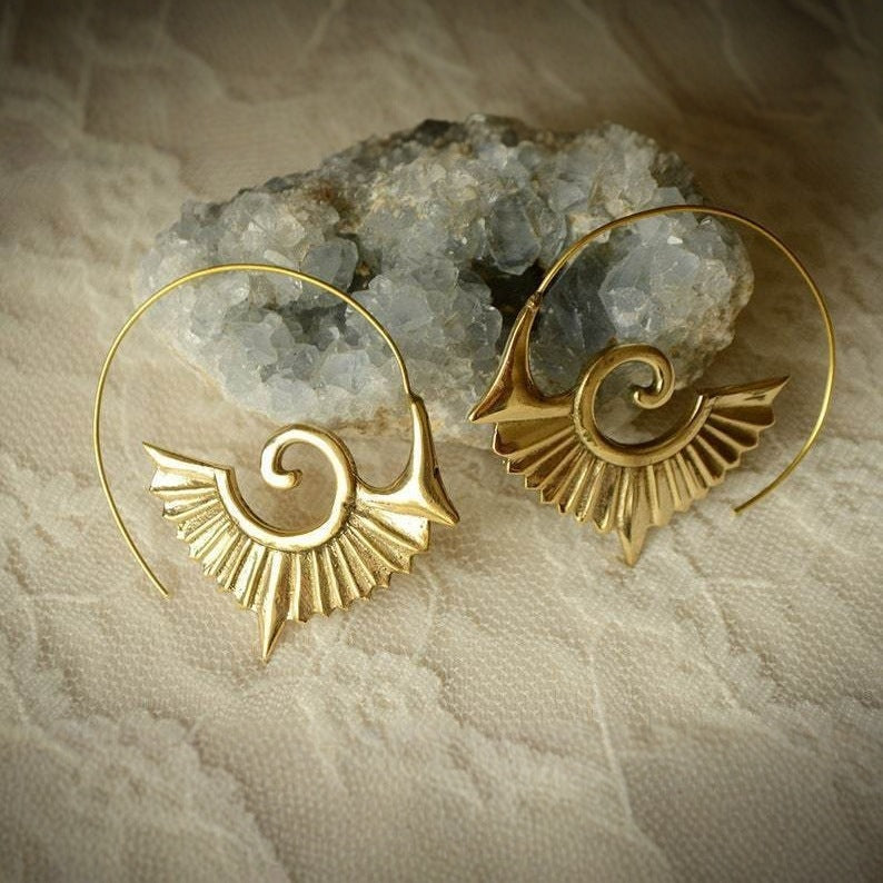 Xingyang Oude Maya Stam Symbool God Vogel Grote Hanger Oorbellen
