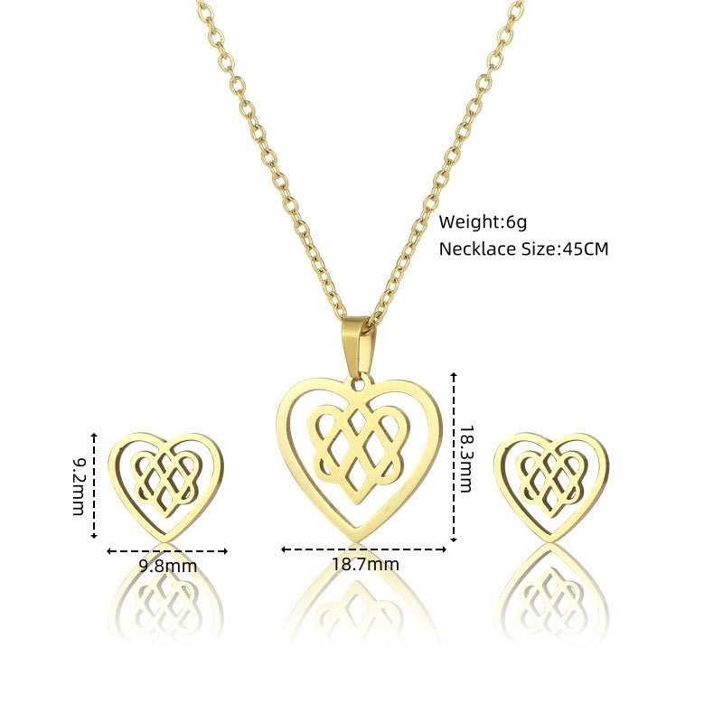 European And American New Dragonfly Pendant Stainless Steel Necklace And Earring Suit