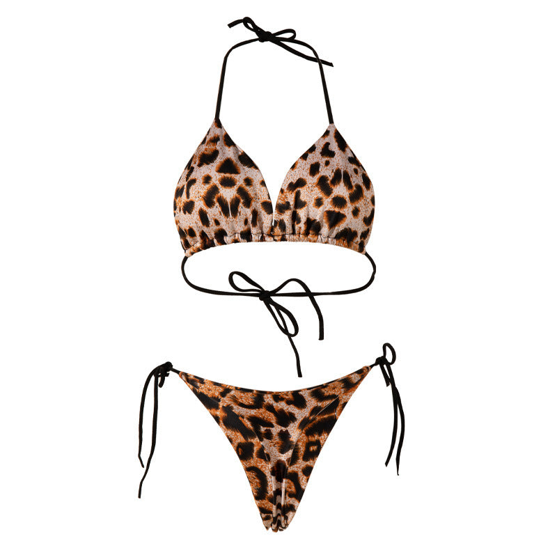 Effen kleur veter bikini driepunts T-rug badpak pak met borst pad strand dameskleding