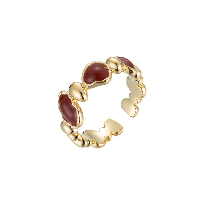 Retro New Year Red Love Oil Dripping Ring