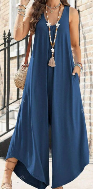 V-hals Trompet Wijde Broek Jumpsuit