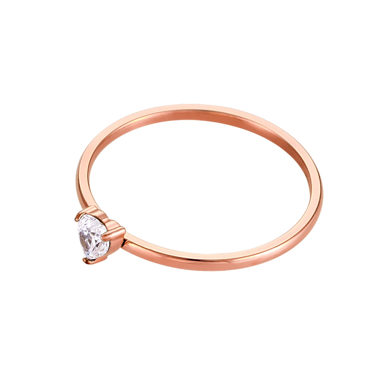 Peach Heart Zircon Ring Stainless Steel