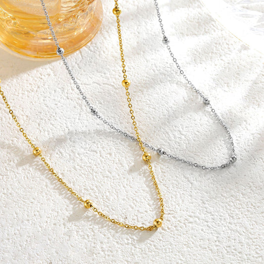Titanium Steel Ball Bead Chain Necklace Women's Simple Niche