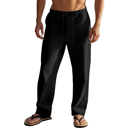 Trekkoord Herenmode Effen Kleur Casual Katoen Linnen Rechte Broek