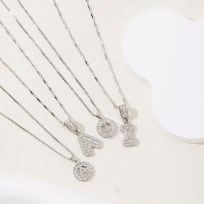 Full Diamond Rock Candy 26 Letter Pendant Necklace Copper Inlaid Zirconium Round Flower Letter Suit