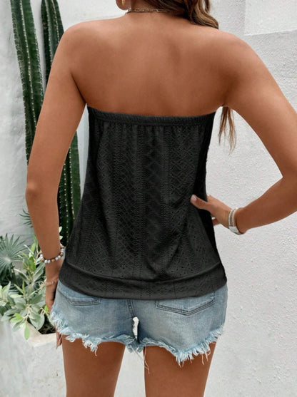 Vrouwen vakantie vrije tijd effen kleur holle uit geborduurde bandeau top