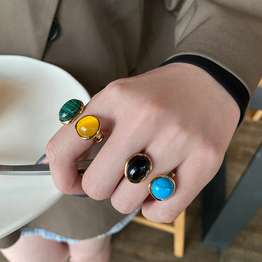 Simple Color Index Finger Ring Retro Ornament