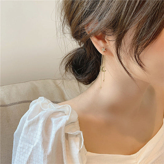 Temperament Star Moon Long Fringe Earrings