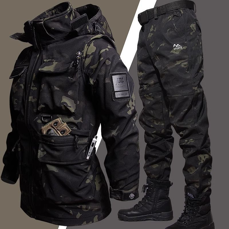 Jas Heren Winter Fleece-gevoerd Verdikt Camouflage Top Kleding Pak