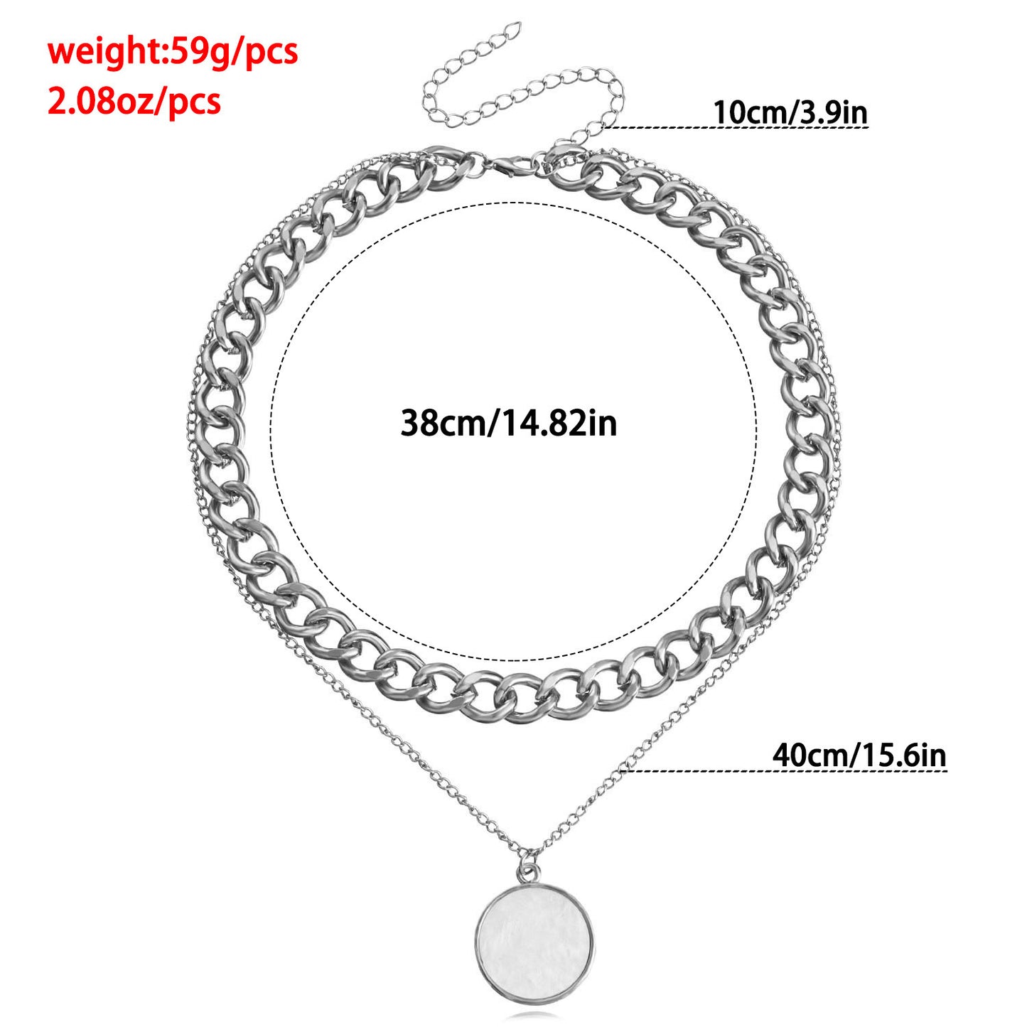 Double Layer White Shell Necklace Fashion Personality Metal