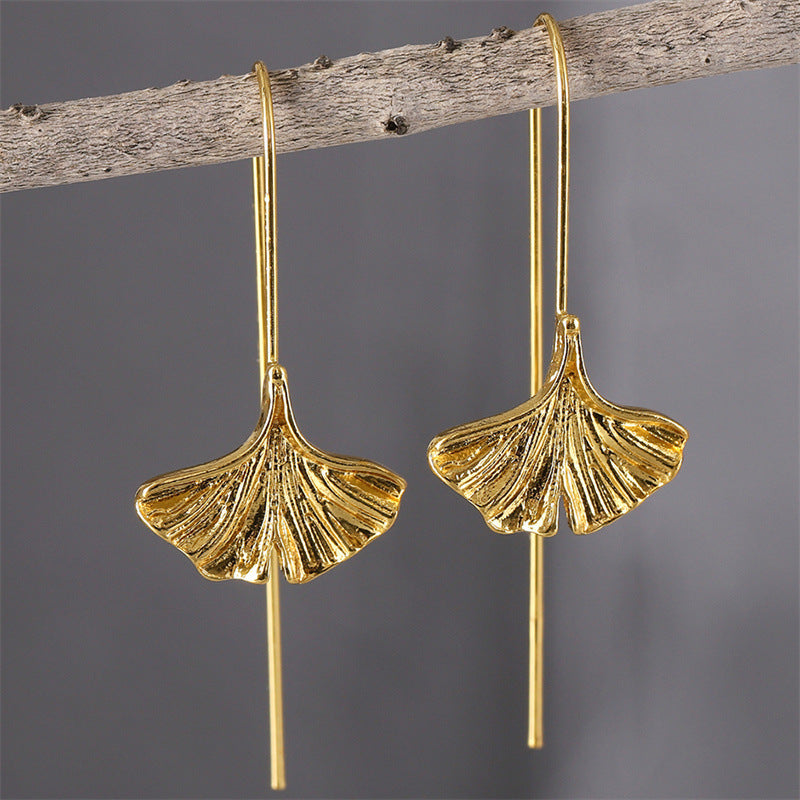 Personality Art Temperament Leaf Earrings