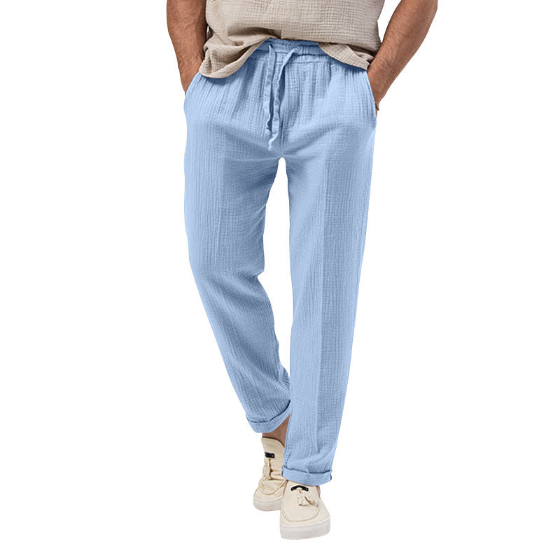 Zomer heren ademend effen kleur broek plus size losse casual broek