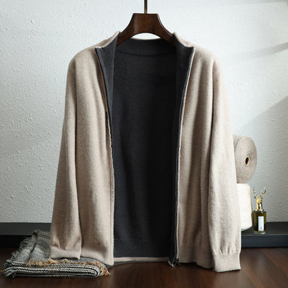 Wollen gebreide cardigan met rits en lange mouwen