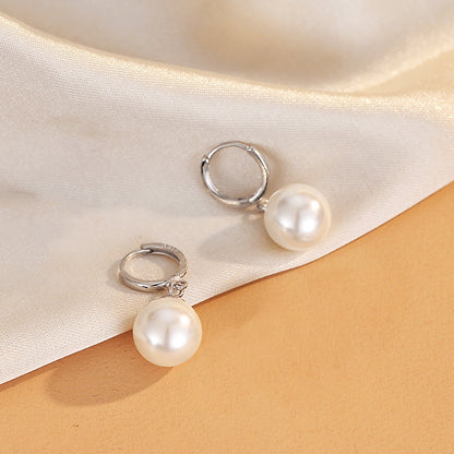 S925 Sterling Silver Earrings Ear Button Pearl