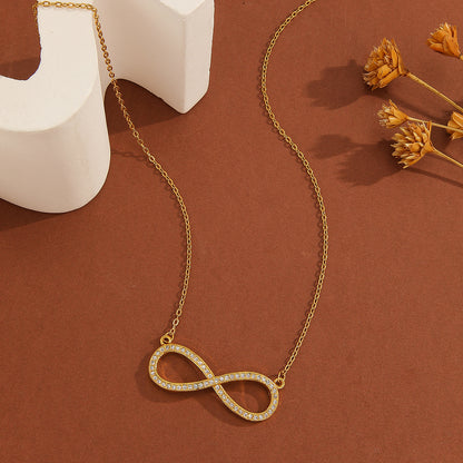 1 stuk eenvoudige, prachtige, ingelegde, sprankelende diamanten symbool 8, letterliefdeshanger ketting, geschikt voor dagelijks gebruik door vrouwen, een vakantiecadeau voor echtgenotes en moeders