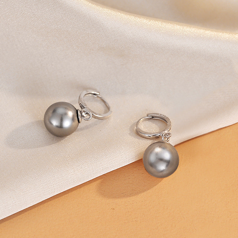 S925 Sterling Silver Earrings Ear Button Pearl