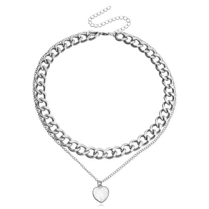 Double Layer White Shell Necklace Fashion Personality Metal